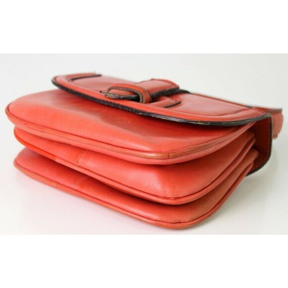 VINTAGE LAMPROM SALMON RED GENUINE LEATHER POCKETBOOK CLUTCH PURSE HANDBAG - Picture 5 of 8